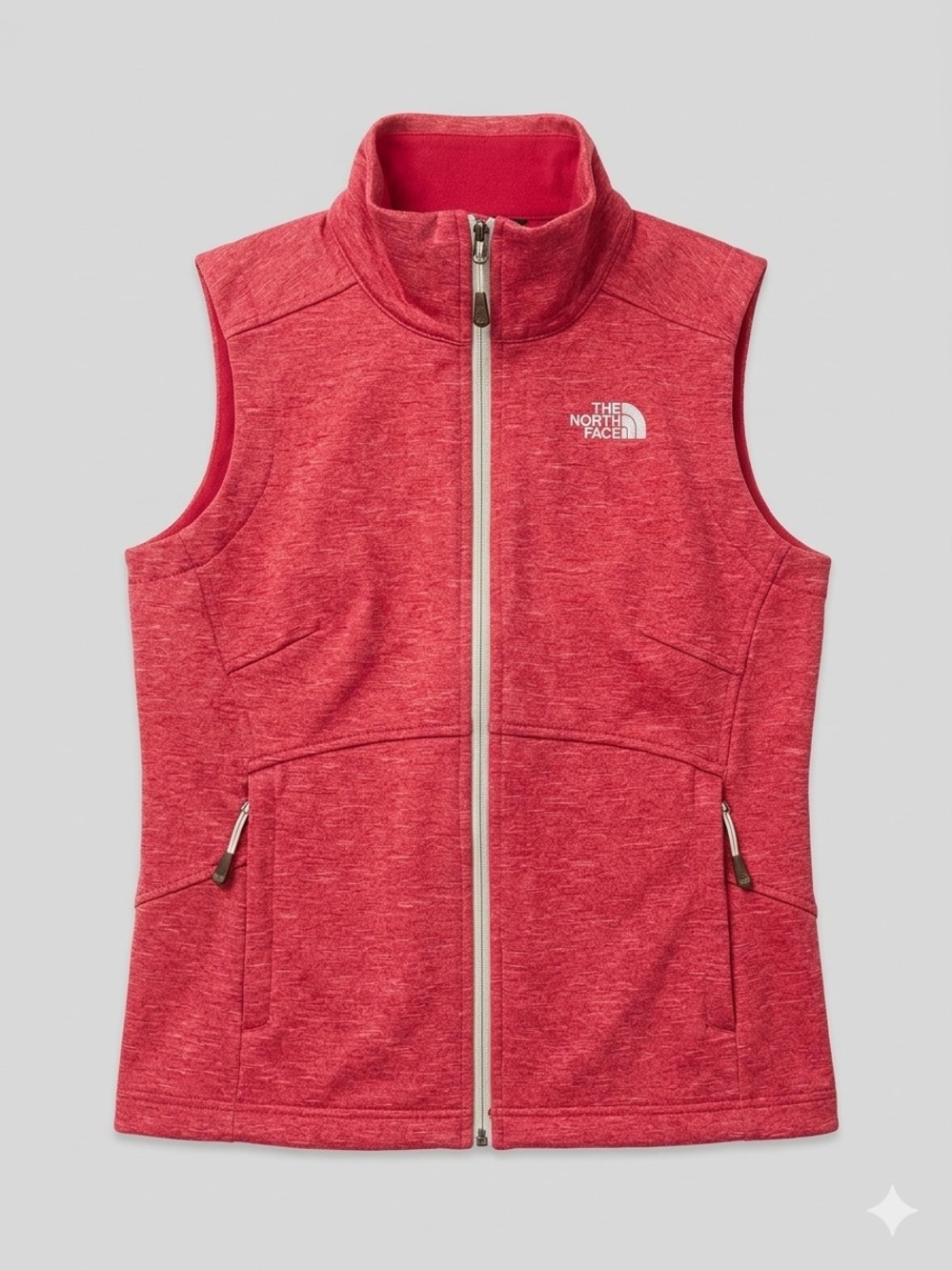 The North Face Red Heathered Full-Zip Fleece Vest - Women's XS
